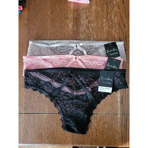 Jennifer Intimates panties  small  lace geometric lace cage 68784m 3 pack